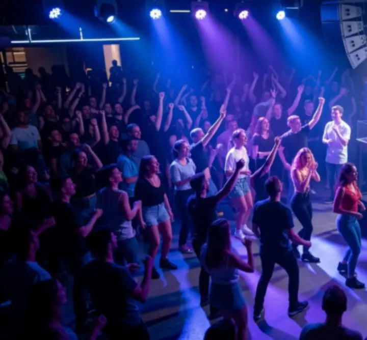 After Dark Events DJ party – táncoló közönség neon fények között