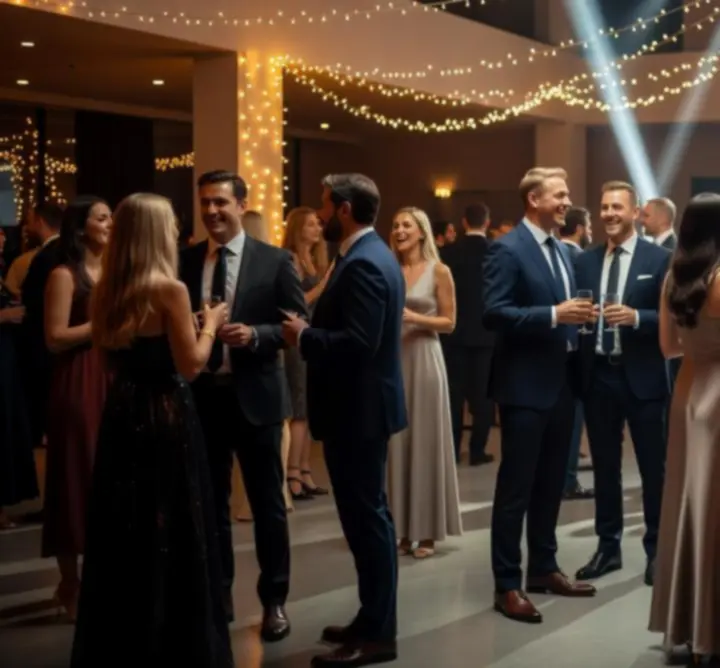 Bulizó emberek fényekkel megvilágított koncert- és partyhelyszínen